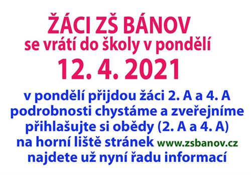 NÁVRAT ŽÁKŮ DO ŠKOLY BUDE VE ZLÍNSKÉM KRAJI 12. 4. 2021